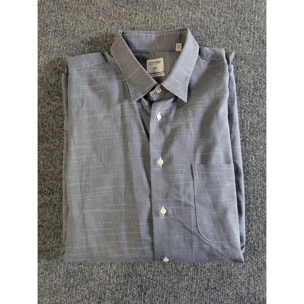 Gitman Bros Trim Fit Wingspan Dress Shirt Allen Edmonds Men's XL Blue Gray